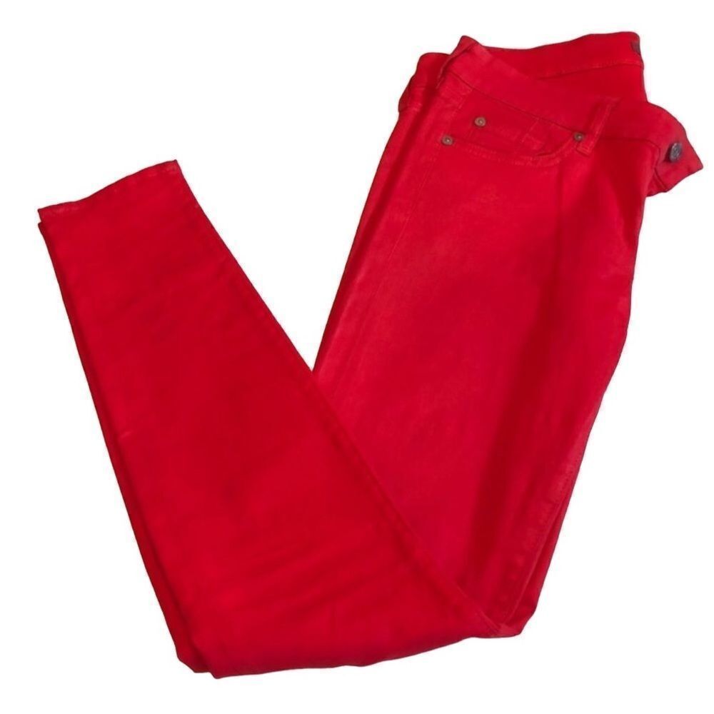7 for All Mankind Red Metallic Skinny Jeans Size 30